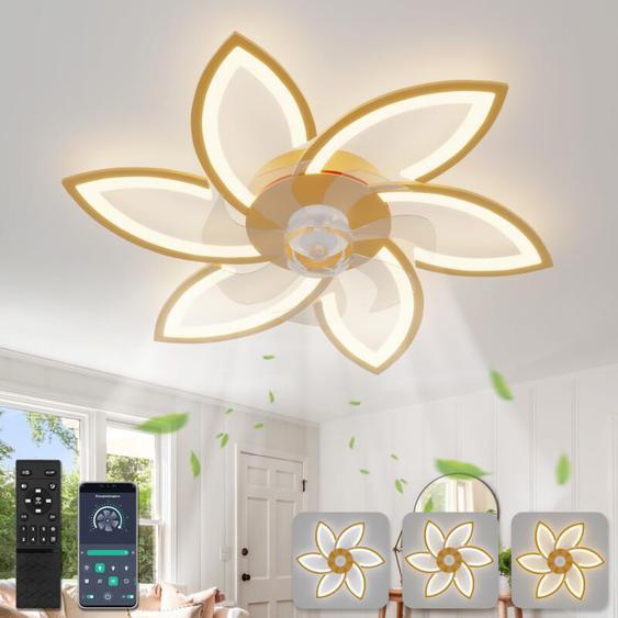 Ganeed - 78 cm Ventilateur de Plafond avec Télécommande avec éclairage Salon Luminaire Ventilateur Plafonnier Dimmable Lampe Ventilateur Silencieux