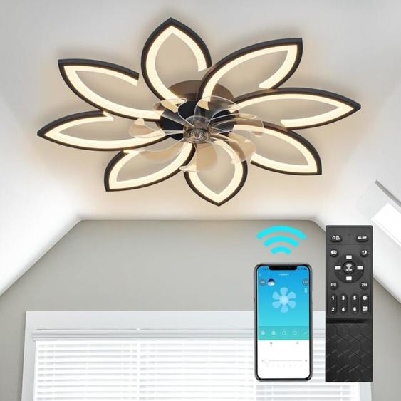 Ganeed - 90 cm Ventilateur de Plafond avec Télécommande avec éclairage Salon Luminaire Ventilateur Plafonnier Dimmable Lampe Ventilateur Silencieux