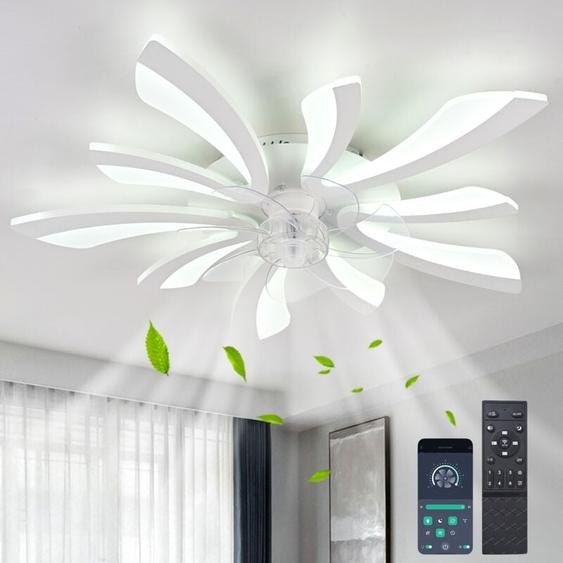 Ganeed - Ventilateur de plafond à led avec éclairage/dimmable avec télécommande, lampe de ventilateur de plafond moderne et silencieuse pour les