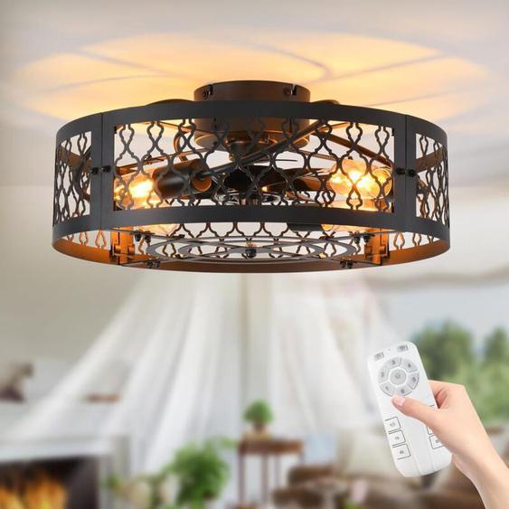 Ganeed Ventilateur de Plafond avec éclairage & Télécommande, 7 Pales, Ø 50 cm, Plafonnier avec Minuterie & 6 Vitesses de Vent, Fonctionnement