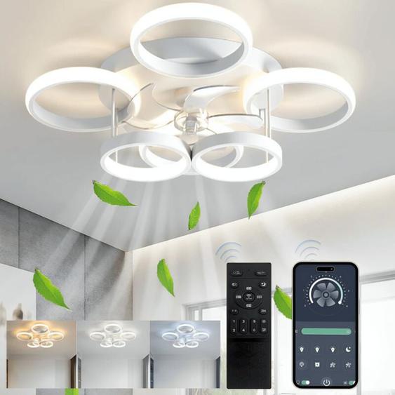 Ganeed - Ventilateur Plafond Silencieux,30W Plafonnier Ventilateur de Plafond,Plafonnier Ventilateur Design à 6 Anneaux Avec Télécommande et app