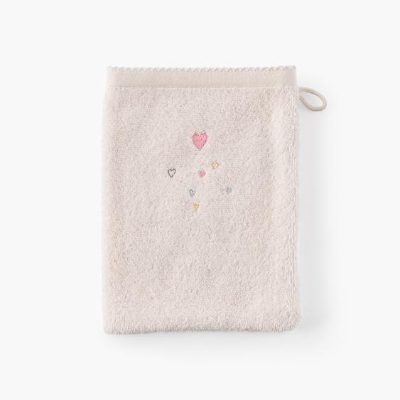 Gant de toilette coton bio Bienvenue nude
