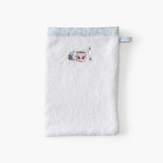 Gant de toilette coton bio Jardine blanc