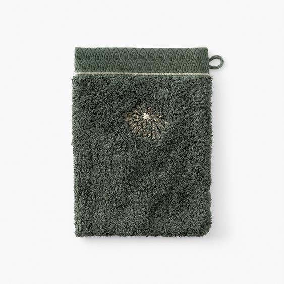 Gant de toilette coton et viscose de bambou Silvalys vert forêt