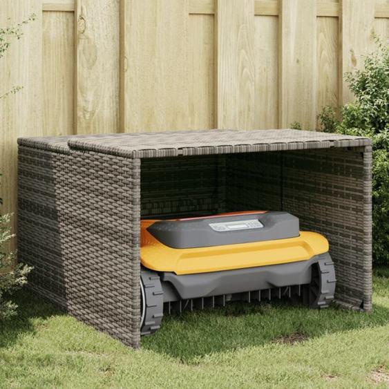 Garage pour robot tondeuse gris 86x90x52/57 cm résine tressée Vidaxl Gris