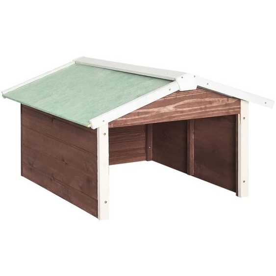 Garage pour tondeuse à gazon robot 72x87x50 cm Mocca Blanc Bois de sapin