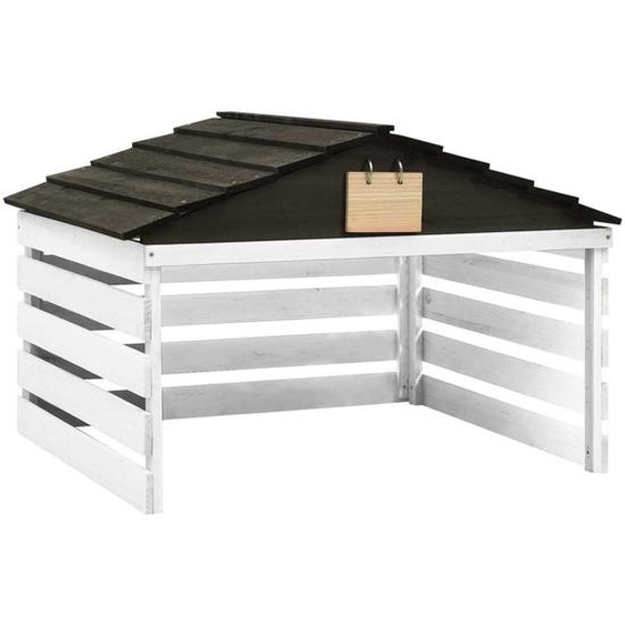 Garage de tondeuse à gazon Noir et blanc 78x74x54 cm Sapin