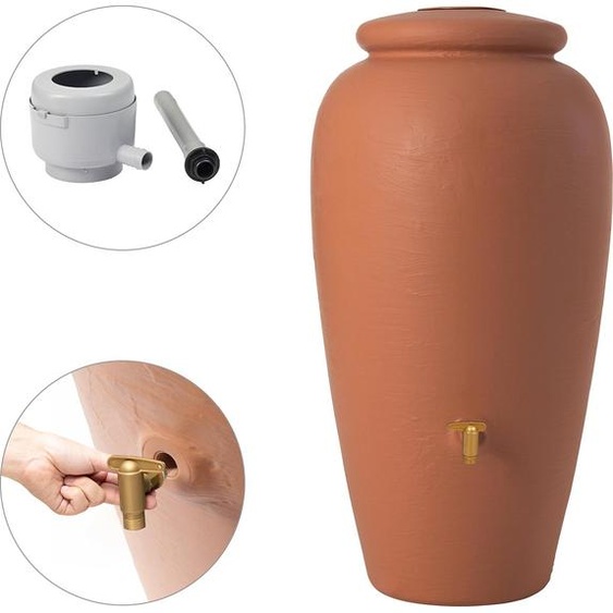 GARANTIA Kit Réservoir Amphore 240 L, terre cuite incl. robinet en laiton et raccord de descente