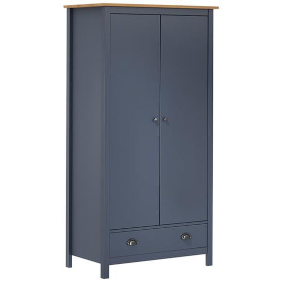 Garde-robe à 2 portes Hill Gris 89x50x170cm Bois de pin solide