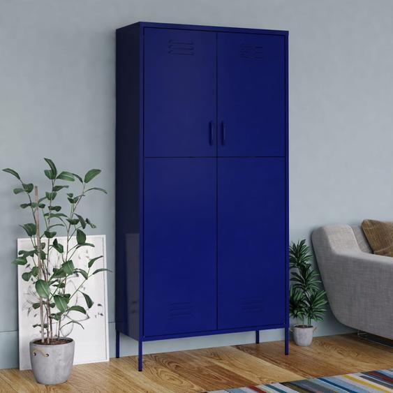 Garde-robe Bleu marine 90x50x180 cm Acier