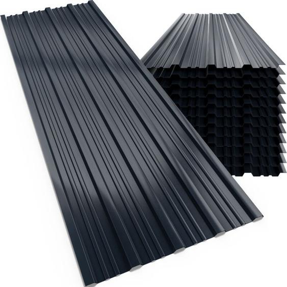 Gardebruk - 12x Tôles de bardage 129x46cm = 7m² galvanisé résistant à la rouille intempéries tôle ondulée trapézoïdale tôle profilée toit mur abri de