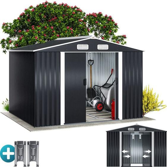 Abri de jardin en métal 5m² avec cadre de sol Cabane de jardin anthracite Remise cabanon rangement outils vélos