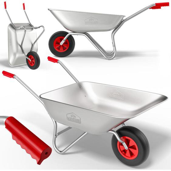 Gardebruk - Brouette 80L galvanisée poignée caoutchouc max. 100kg brouette jardin brouette de chantier jardinage chariot de transport roue