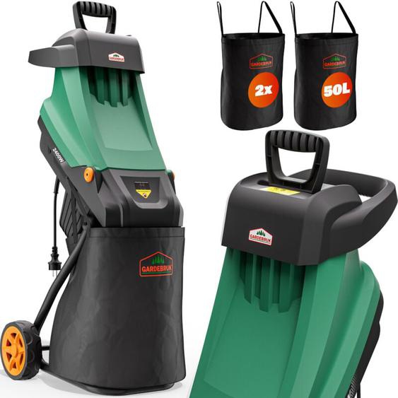 Gardebruk - Broyeur de jardin végétaux 3100 w déchiqueteur jardin électrique sac ramassage 2x50L branches arbuste 45mm déchets verts