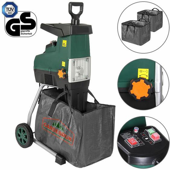 Gardebruk - Broyeur de végétaux silencieux 3100 w Broyeur de jardin avec 2x sac 60L Branches arbustes 44mm