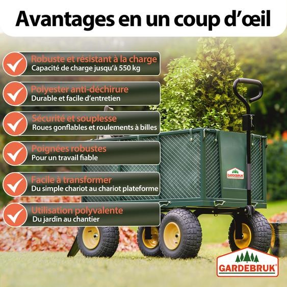 GARDEBRUK Chariot à roulettes pliable 550 kg