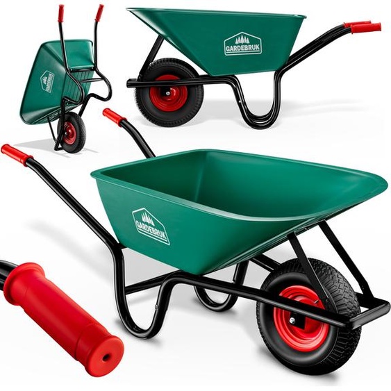 GARDEBRUK® Brouettes Wheelbarrow Brouette Roue Pleine 100 L Charge 250 Kg Cuve en Polypropylène Résistante en Acier Thermolaqué Roue 39 Cm Tout Terrain Jardin Terrasse Chantier