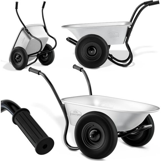 GARDEBRUK® Brouette 2 roues 150 kg 100 L jante acier roue gonflable jardin jardinage chantier chariot de transport