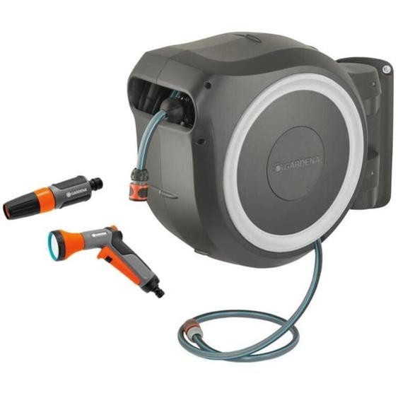 GARDENA Dévidoir automatique mural RollUp XL 35m + pistolet-arrosoir multijet (18632-33)
