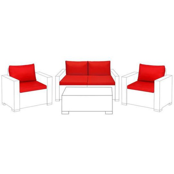 Gardenista Coussin de mobilier en rotin - Coussin de siège résistant à leau - Coussin de chaise de jardin - 8pc - Rouge