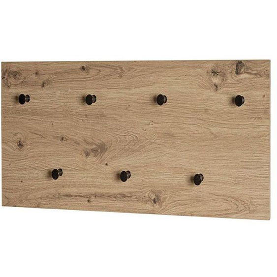 Garderobe murale, Patère murale en bois coloris chêne et métal noir  -longueur 80 x profondeur 5 x hauteur 30 cm