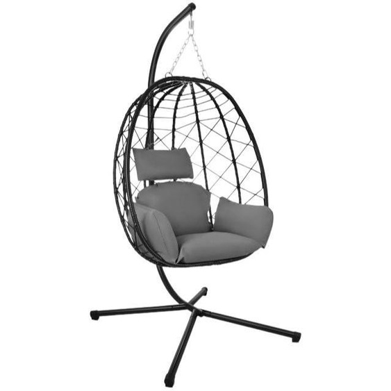 Gardlov 27652 Fauteuil suspendu à bascule avec coussins, 185 cm, capacité de charge jusquà 150 kg, noir