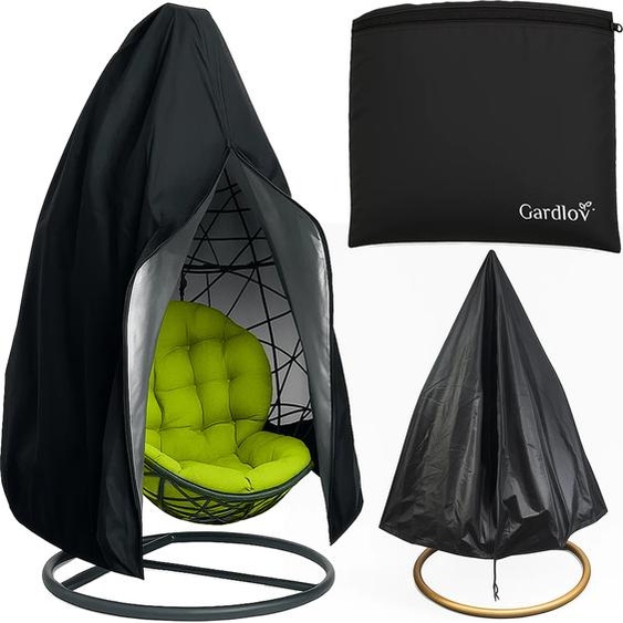 GARDLOV Housse de protection pour panier suspendu Fauteuil suspendu Noir 190x115 cm - Imperméable & résistant aux UV - Matière Oxford avec fermeture éclair & cordon de serrage - Sac de rangement inclus 25693