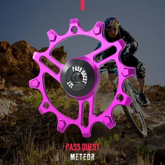 Garmin Poulie de dérailleur arrière à roulement large et étroit, roue jockey en aluminium, adaptée pour vélo de route, VTT, BMX, 9.5g, 12T, 14T