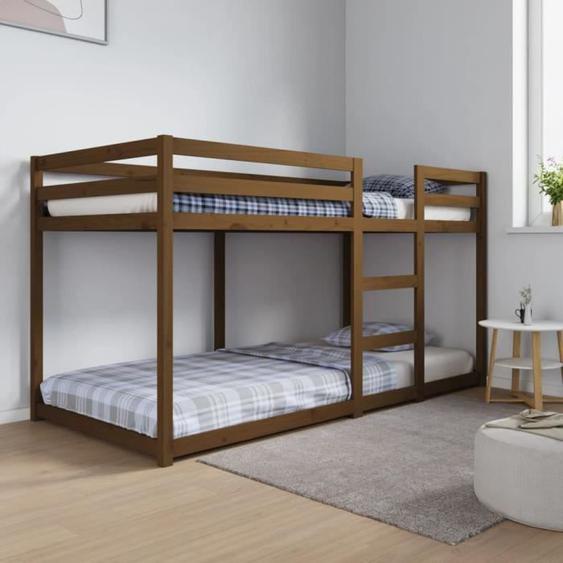 Lit superposé - Garnaco - AB821647 - Bois de pin massif - Marron miel - 90x200 cm