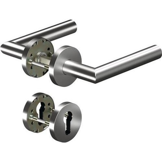 Garniture coupe-feu CORE+8906/3020/6501/6612 en acier inoxydable ER D/K pour épaisseur de porte 38 - 63 mm, perçage rond DIN gauche / droite