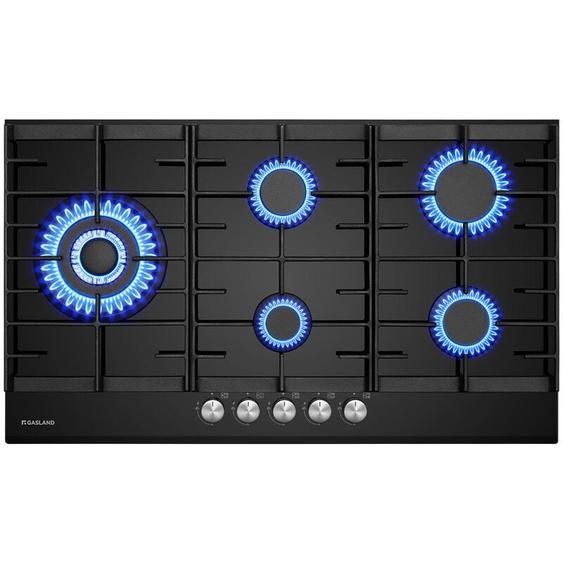 Gasland Chef - gasland Plaque de Cuisson à Gaz Naturel/Butane/Propane encastrée, Verre trempé - GH2905BG1FC - 5 Foyers - 10400W - Avec supports