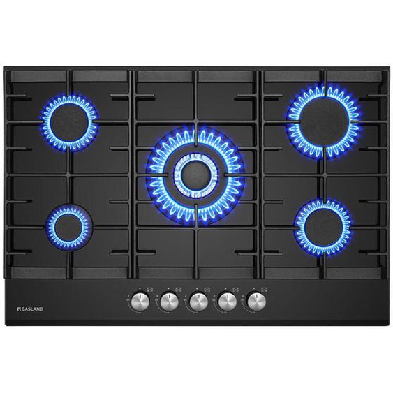 Gasland Plaque de Cuisson à Gaz Naturel/Butane/Propane encastrée, Verre trempé - GH2805BG1FC - 5 Foyers - 10400W