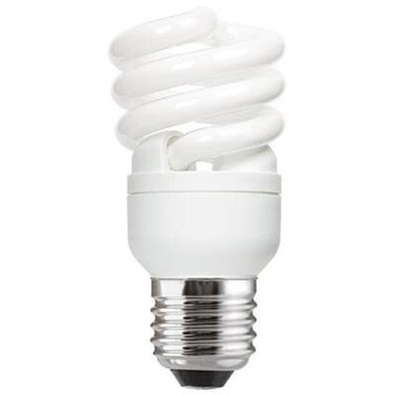GE Ampoule Fluocompacte E27 - 2 tubes spirales Blanc Chaud 2700K - 12W - 715 lm - Equivaut à 60W