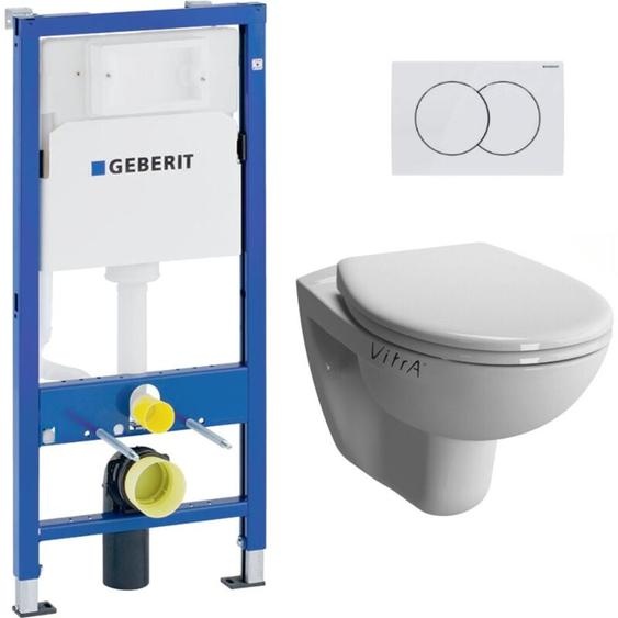 Geberit - Pack Bati-support Duofix 112cm + wc suspendu Vitra Normus + Abattant softclose + Plaque blanche (NormusGeb1)
