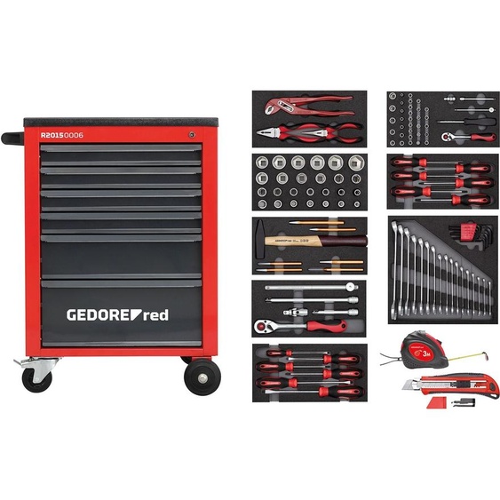 GEDORE red R21560001 Jeu doutils dans une servante datelier MECHANIC rouge 119 pièces, 3301667