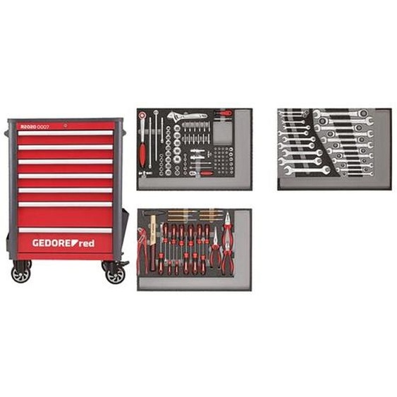 GEDORE red R22071004 Jeu doutils dans une servante datelier WINGMAN rouge 129 pièces, 3301694