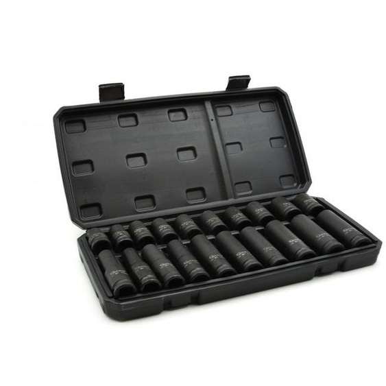 GEKO Douilles à chocs 10-19mm, 1/2, 38/78mm, jeu de 20, CrMo, 6 coins en coffret G10517