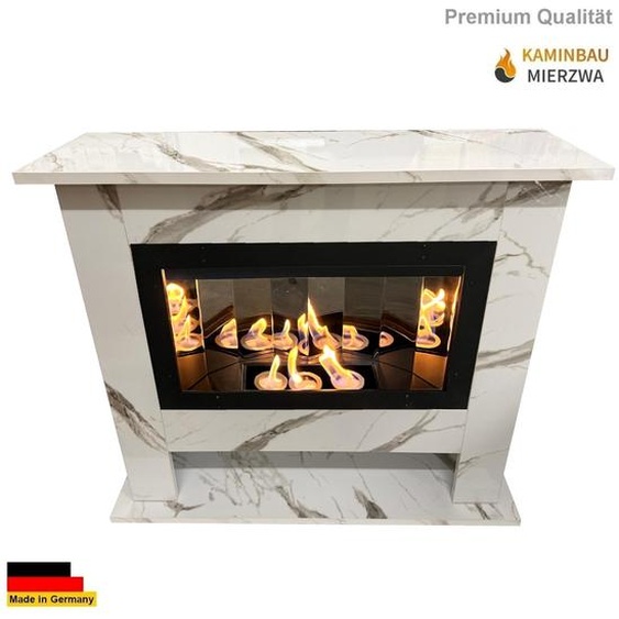 Gel & Ethanol Cheminée Lanah Blanc Marbré Chambre de combustion miroir incl.10 pcs. Set