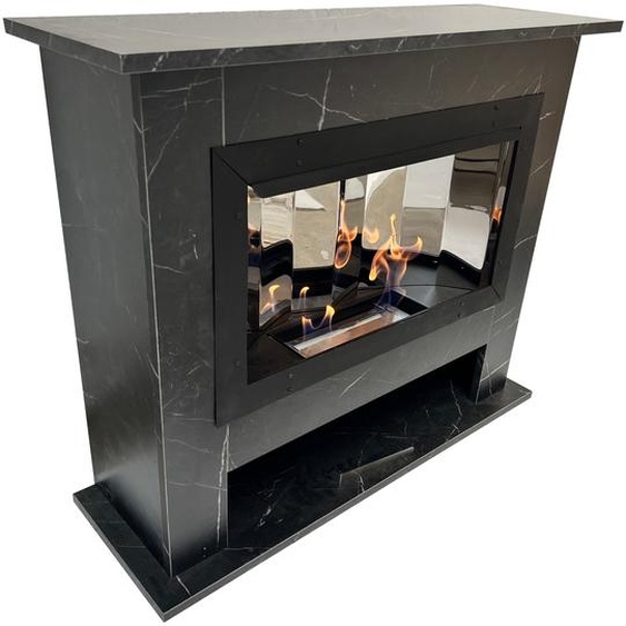 Gel & Ethanol Cheminée Lanah Noir Marbré Chambre de combustion miroir incl.10 pcs. Set