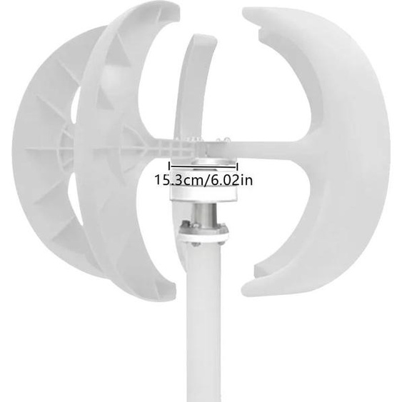Générateur éolien, puissance 600 W, design 5 pales, axe vertical, forme lanterne, BLANC