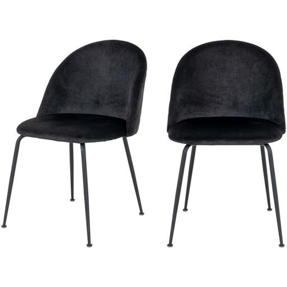 Geneve - Lot de 2 chaises en velours et métal - Couleur - Noir