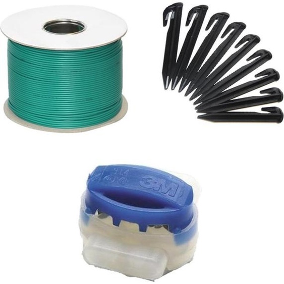 Genisys kit dextension de fil pour tondeuse robot piquets pinces compatibles avec LANDROID de WORX pelouse robot tondeuse limitation câble crochet connecteurs - HQ 2024, Kit:100m+100H+6V