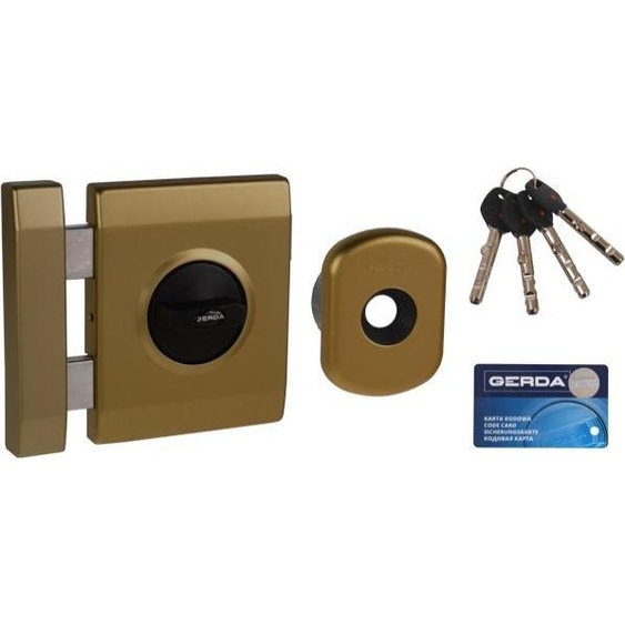 Gerda TYTAN ZX PLUS serrure en applique, anodisé olive, avec éléments de fixation, plaque anti-effraction, certificat classe C, gauche