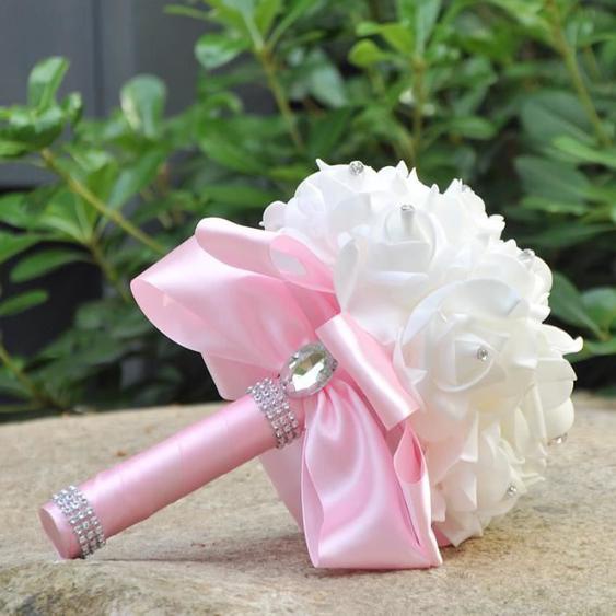 Getek  Bouquet de mariage artificielle fleur décoration Pink