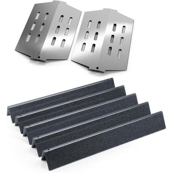 44,5cm Flavorizer bars 7621 et 34cm déflecteur de chaleur 7622 pour Weber Genesis i 300 E310 320 330 S310 330 avec Bouton de Commande Avant