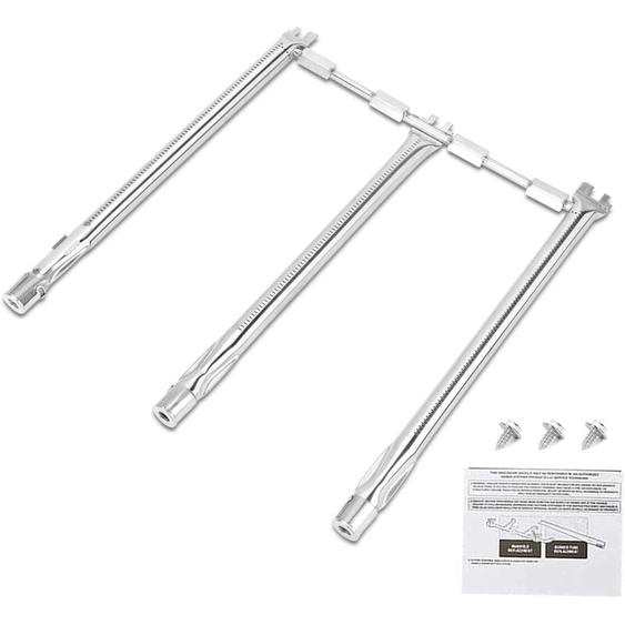 69787 Brûleur pour Weber Spirit i ii 300 E310 320 S310 320 SP310 320 avec 3 boutons de commande avant (2013-2017), Tube de brûleur en acier