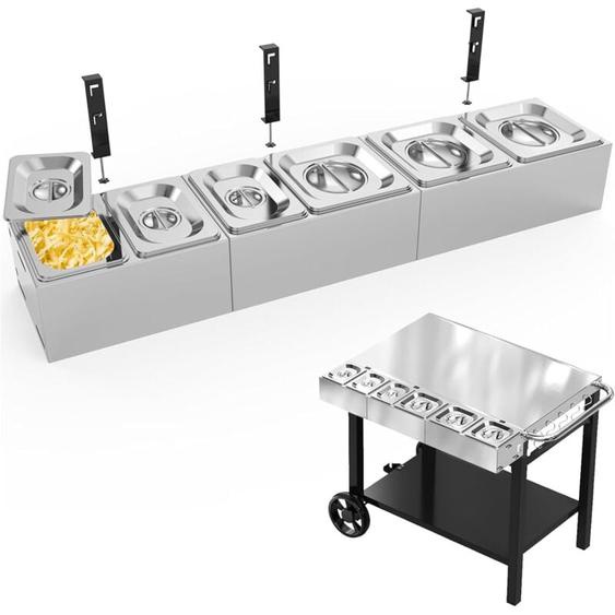 Gftime - Récipients à ingrédients pour pizza en acier inoxydable avec couvercle, Récipients à garnitures pour barbecue et cuisine, Accessoires en