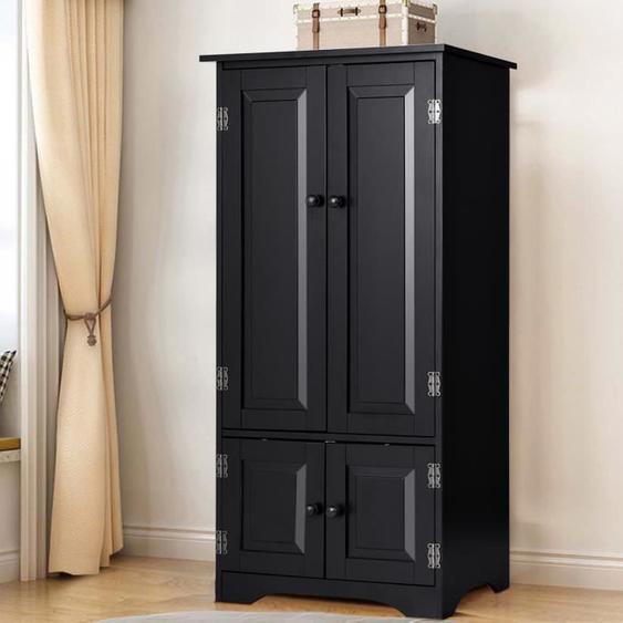 GIANTEX Armoire avec 2 Portes+2 Étagères Réglables à 5 Positions,pour Chambre,Salon,Salle de Bain,Style Vintage,56x30x123CM,Noir