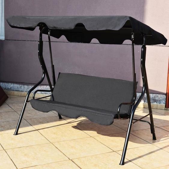 Giantex Balancelle de Jardin 3 Places avec Toile Imperméable Structure en Acier Pulvérisé Grand Confort en Plein Air Noir