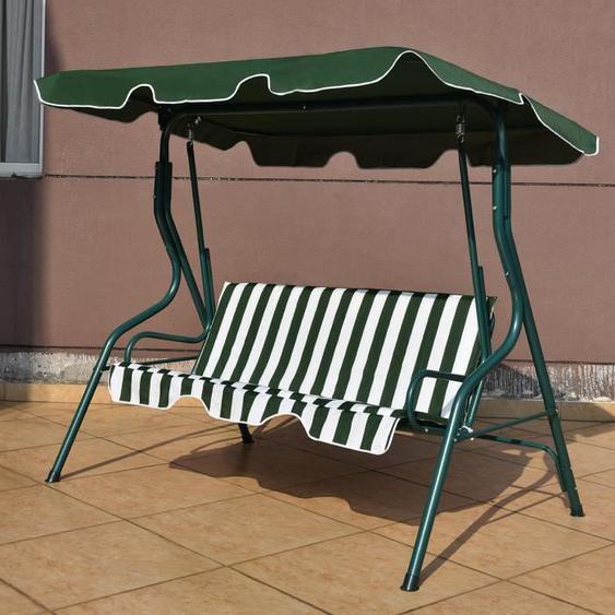 Giantex Balancelle de Jardin 3 Places avec Toile Imperméable Structure en Acier Pulvérisé Grand Confort en Plein Air Vert